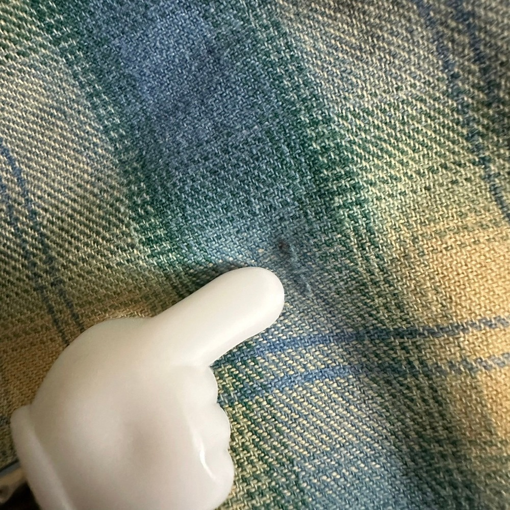Madison Trader‎ Plaid Flannel Shirt Men Medium Blue Yellow Button Down - Picture 7 of 8
